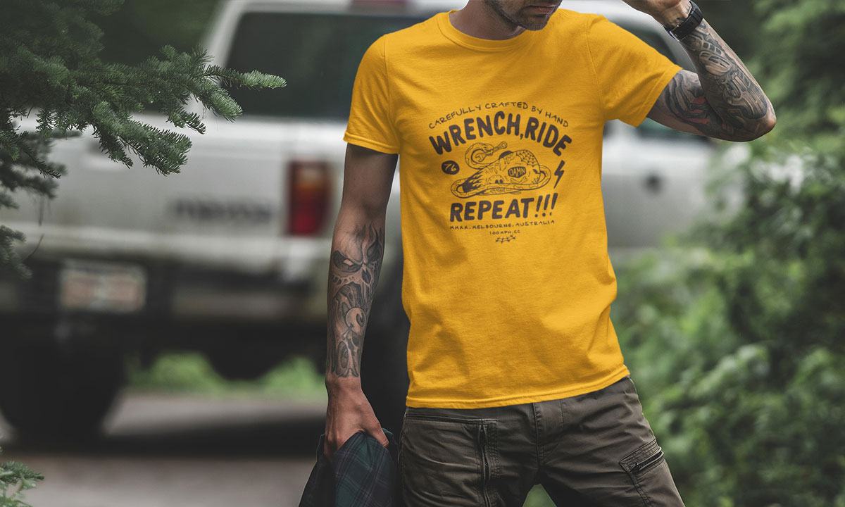 wrench ride repeat t-shirt