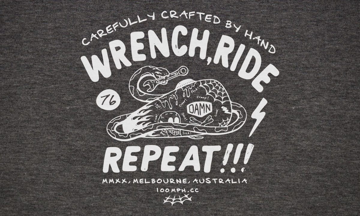 wrench ride repeat t-shirt
