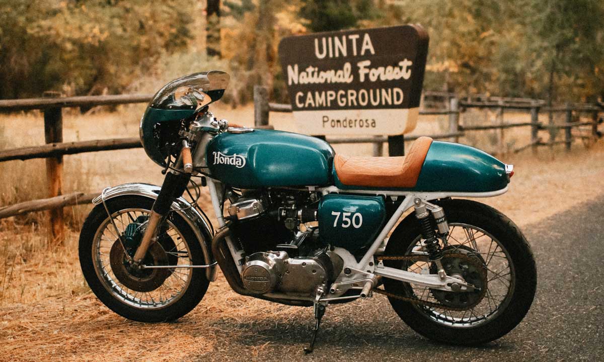 A green Honda CB750K cafe racer