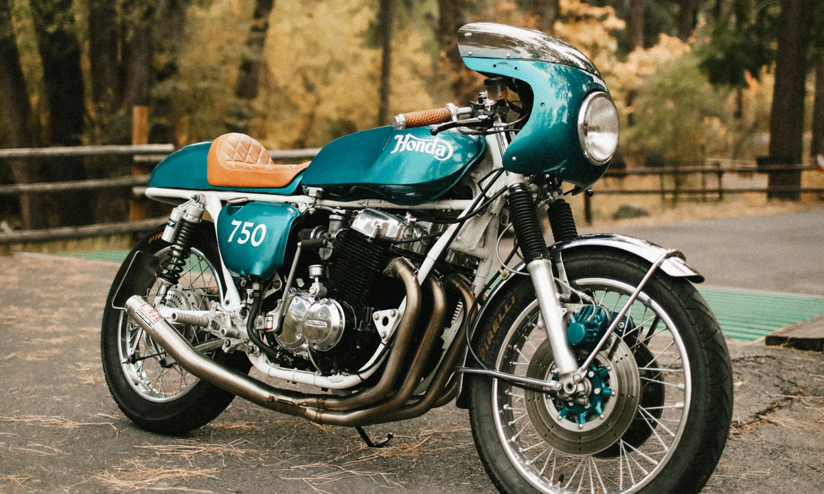 A green Honda CB750K cafe racer