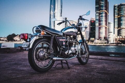 1973 Triumph Bonneville T140V with Sydney City in Background