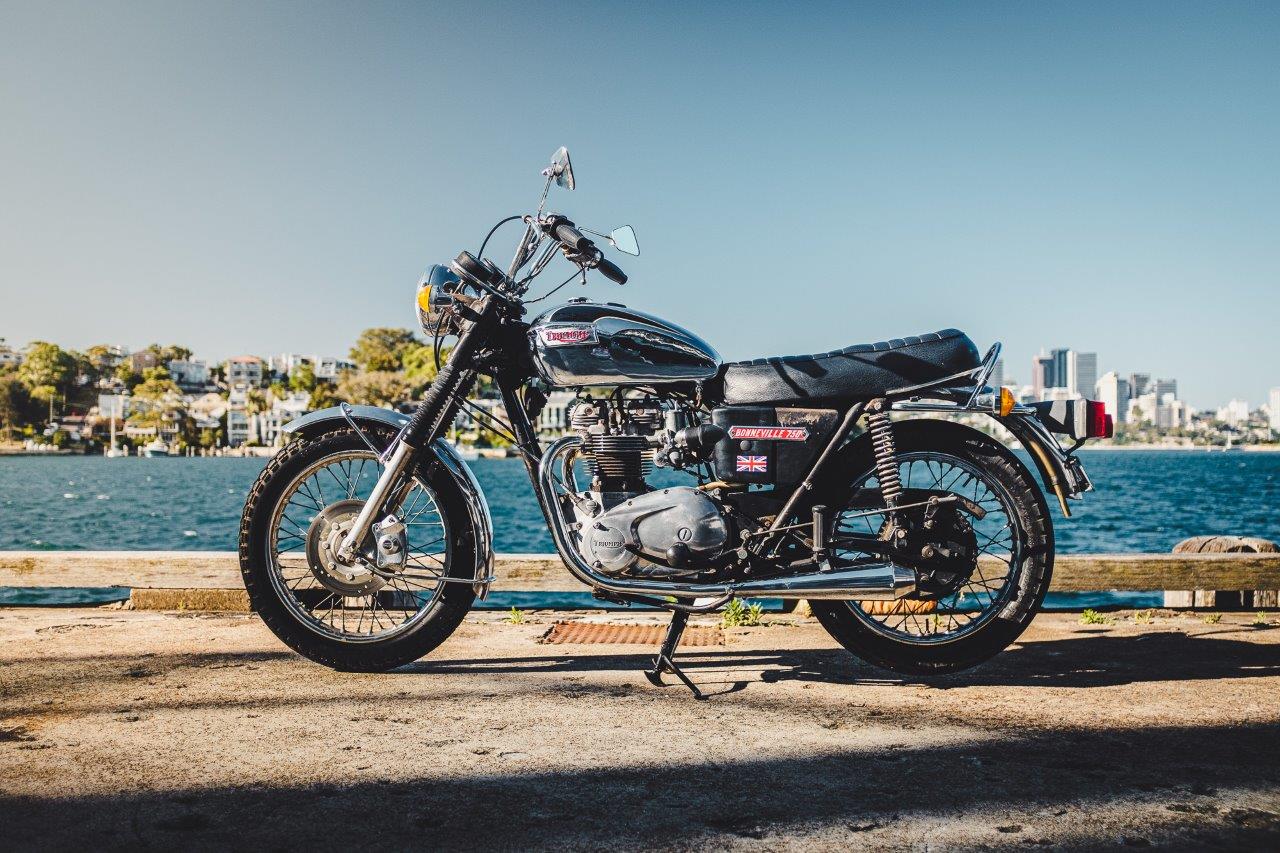 1973 Triumph Bonneville T140V with Sydney City in Background