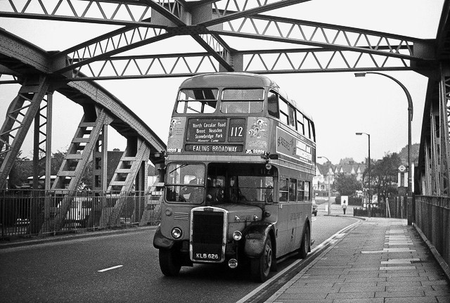  London Bus on North Circular Road, London, 1959