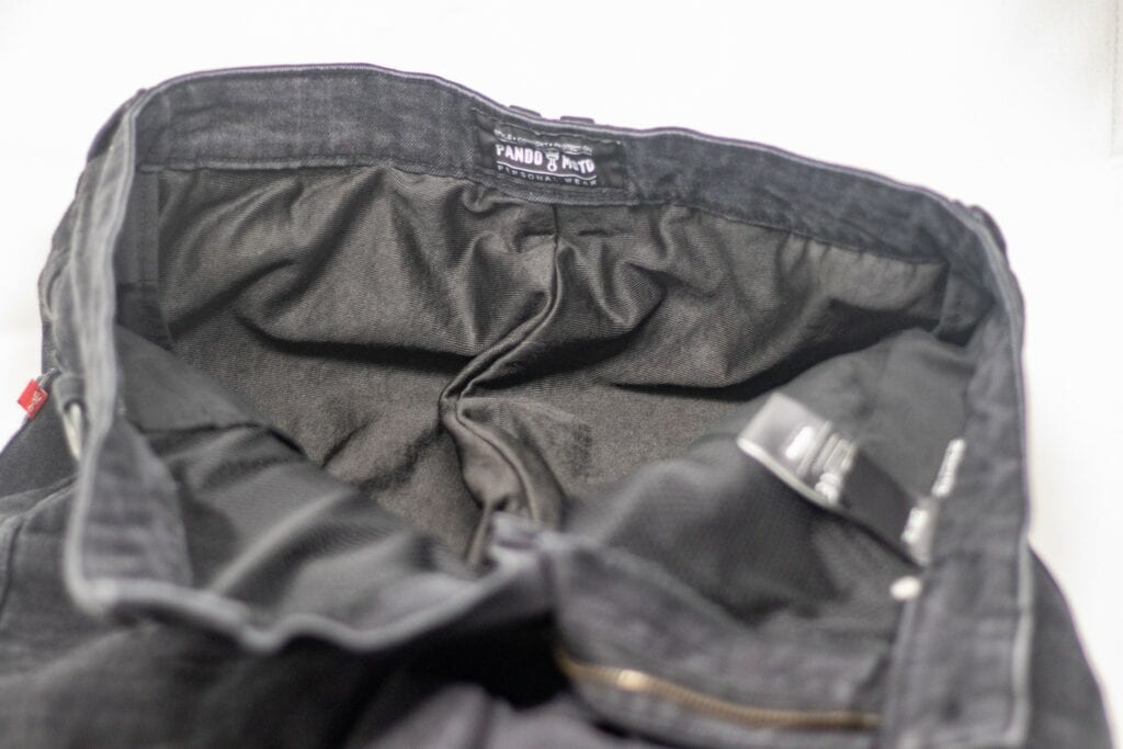 UHMWPE liner inside waist of jeans