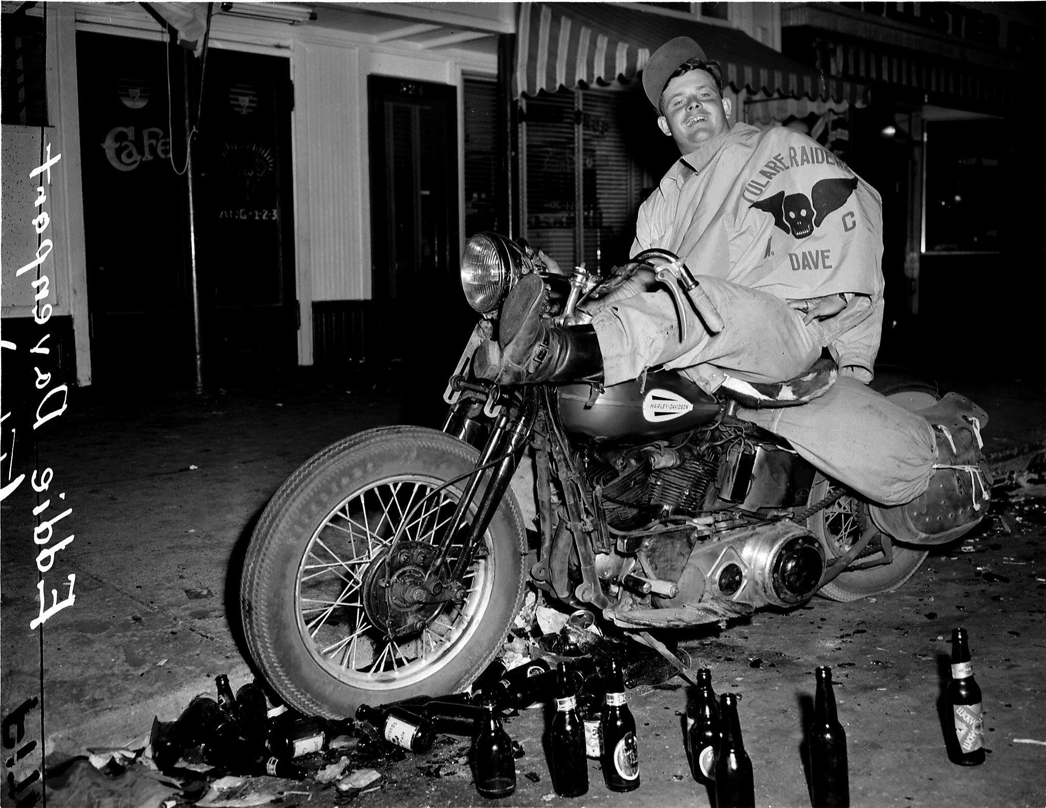 The famous 'Eddie Davenport' image from the Hillister 'Riots' in California, July 4th, 1947