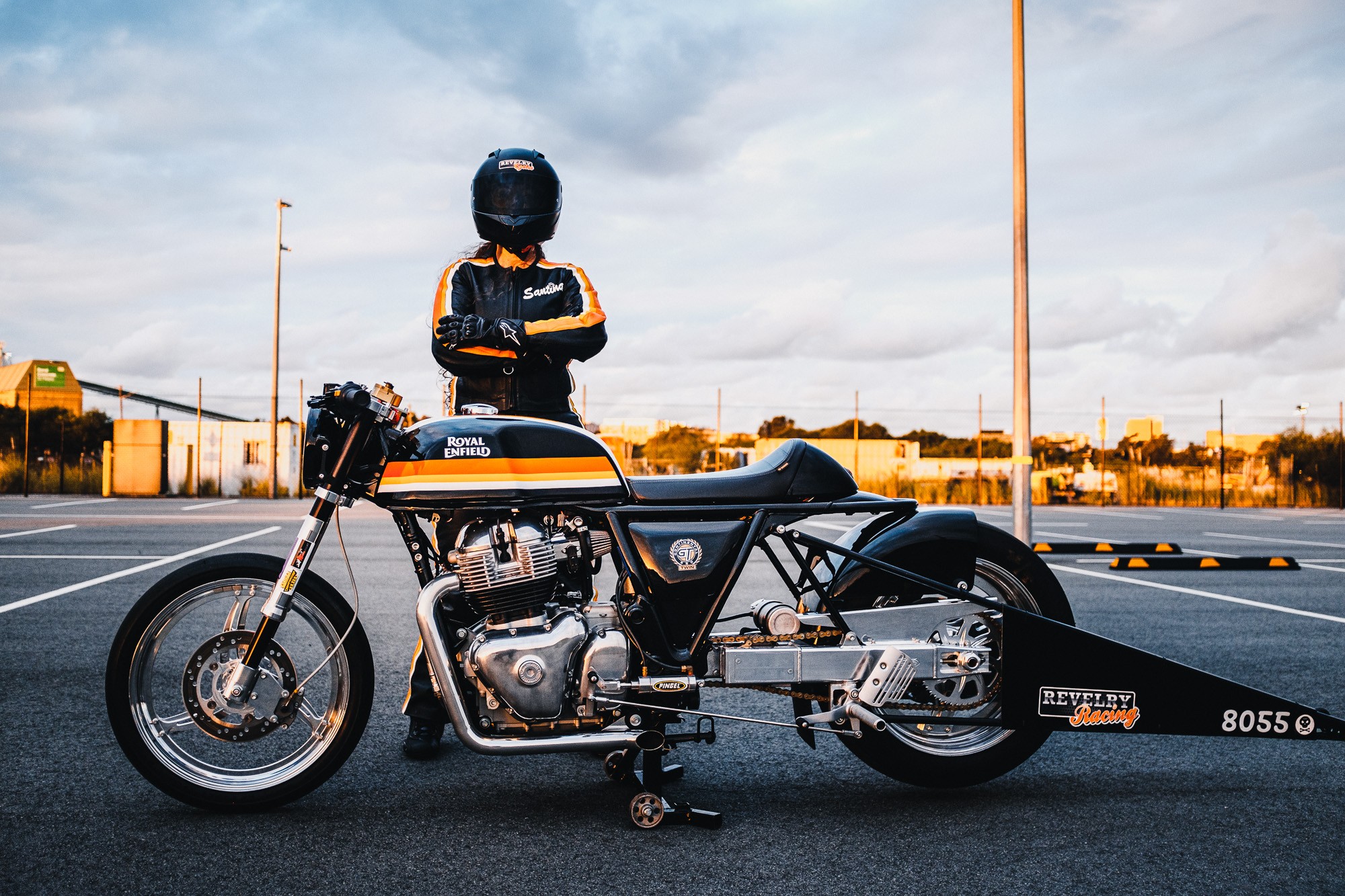 Santina Keith from Sydney's Revelry Racing and her Royal Enfield drag bike