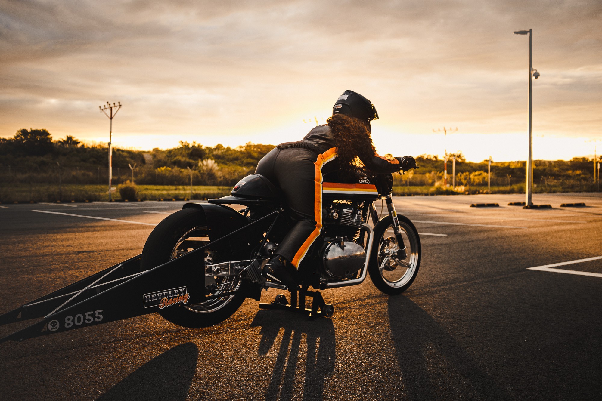 Santina Keith from Sydney's Revelry Racing and her Royal Enfield drag bike