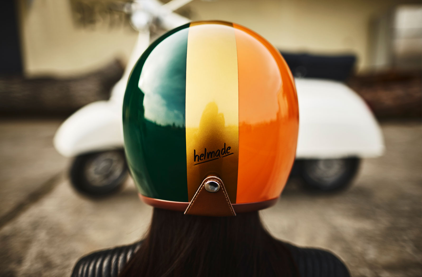 rear view of a helmade custom helmet