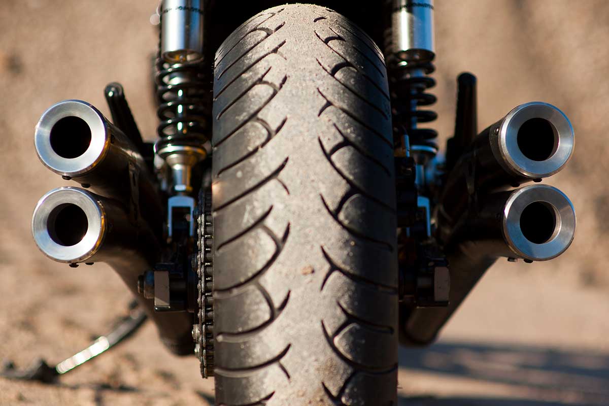 Honda cafe racer with 4-into-4 exhaust system