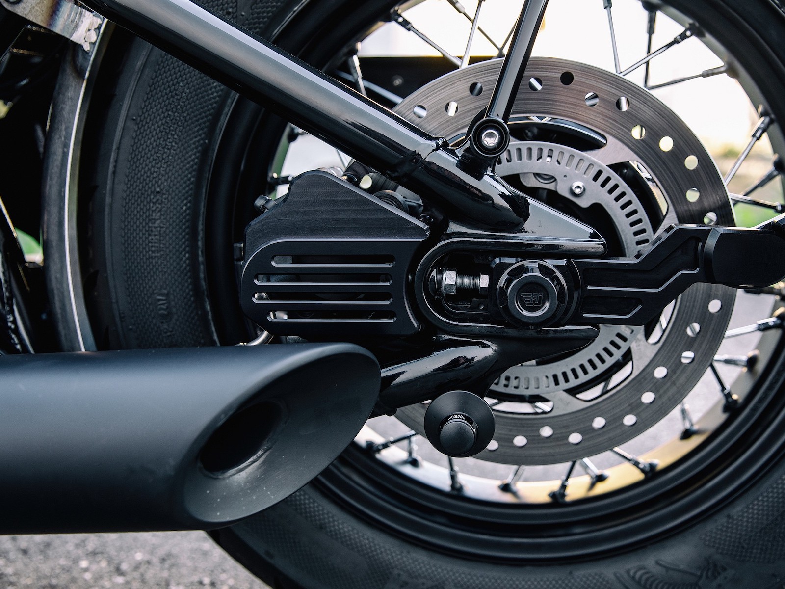 detail shot of an ABS braking system on a Triumph Motorcycle