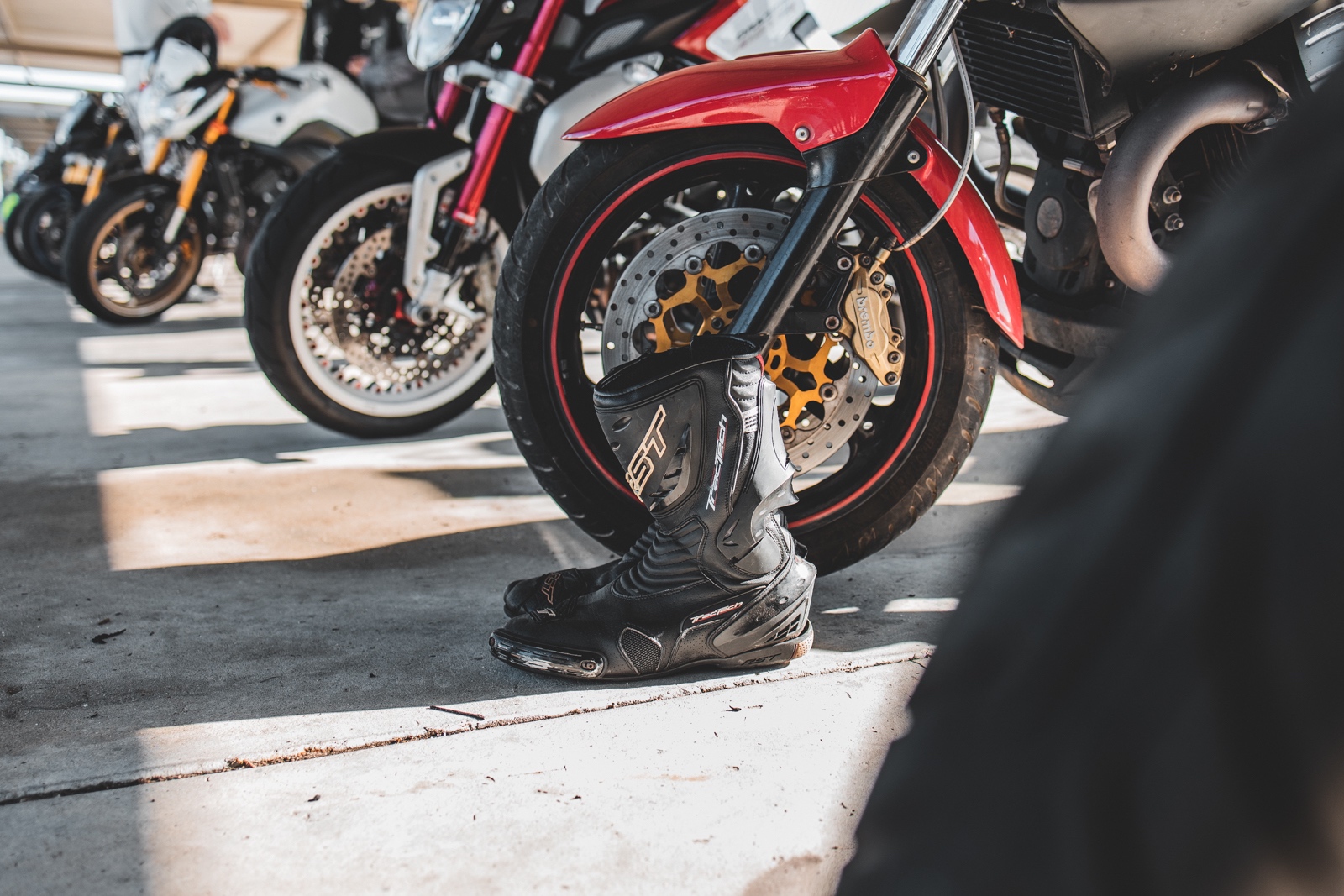 RST motorcycle boots with Moto Guzzi 1200 Sport