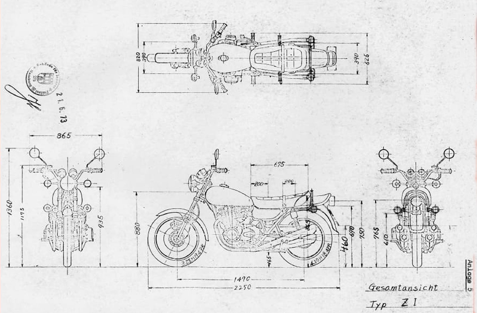Kawasaki Z1 design drawings