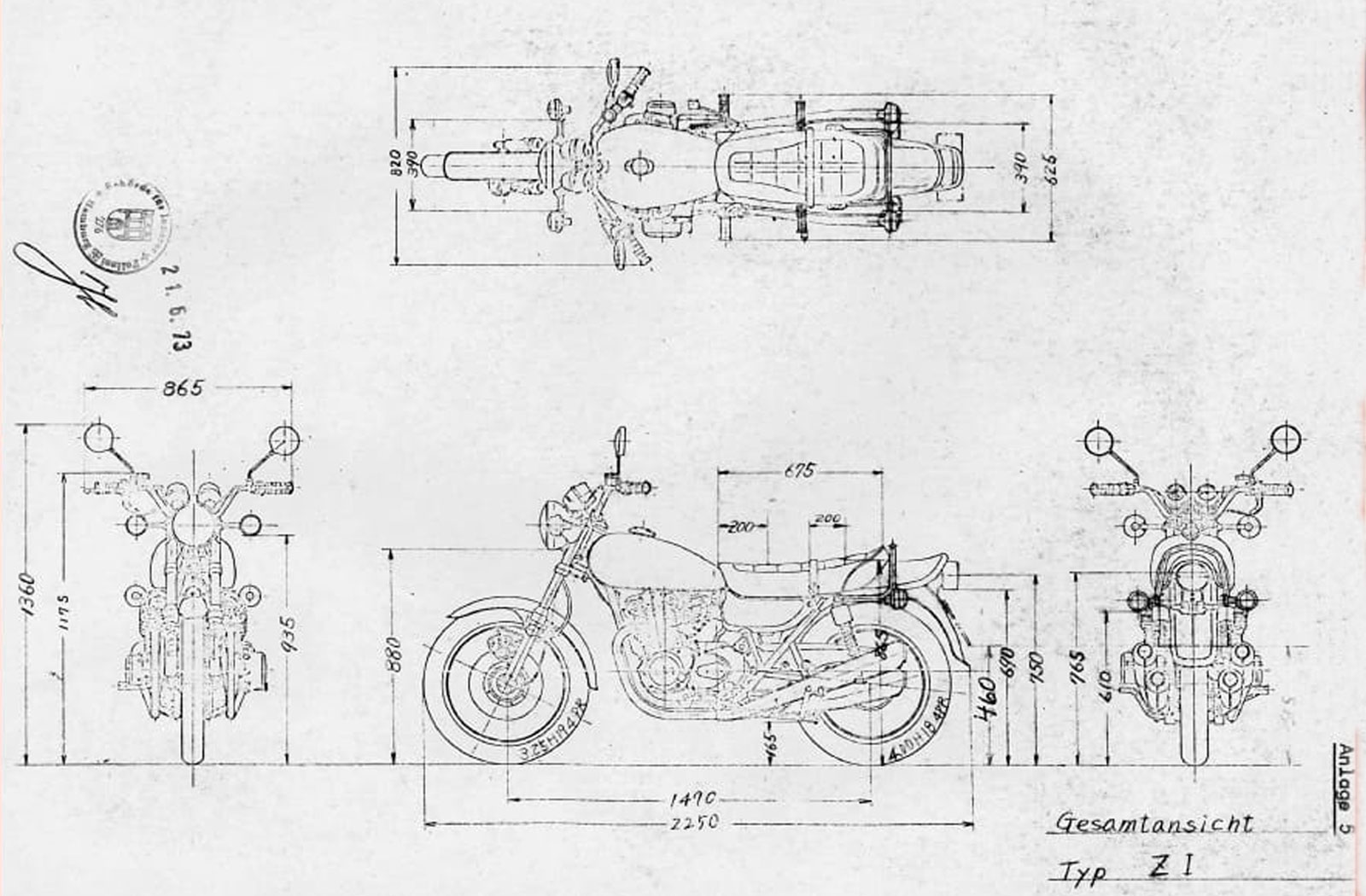 Kawasaki Z1 design drawings