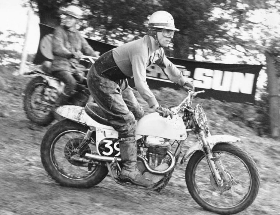 A british Scrambler motorcycle race from the 1950s