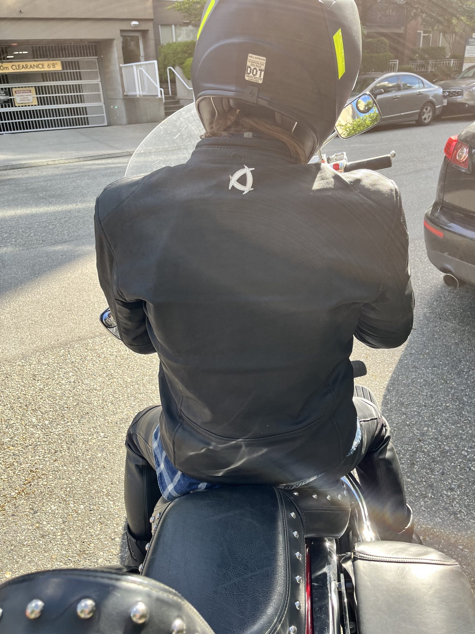 Back of author wearing Neowise Jacket by Andromeda Moto