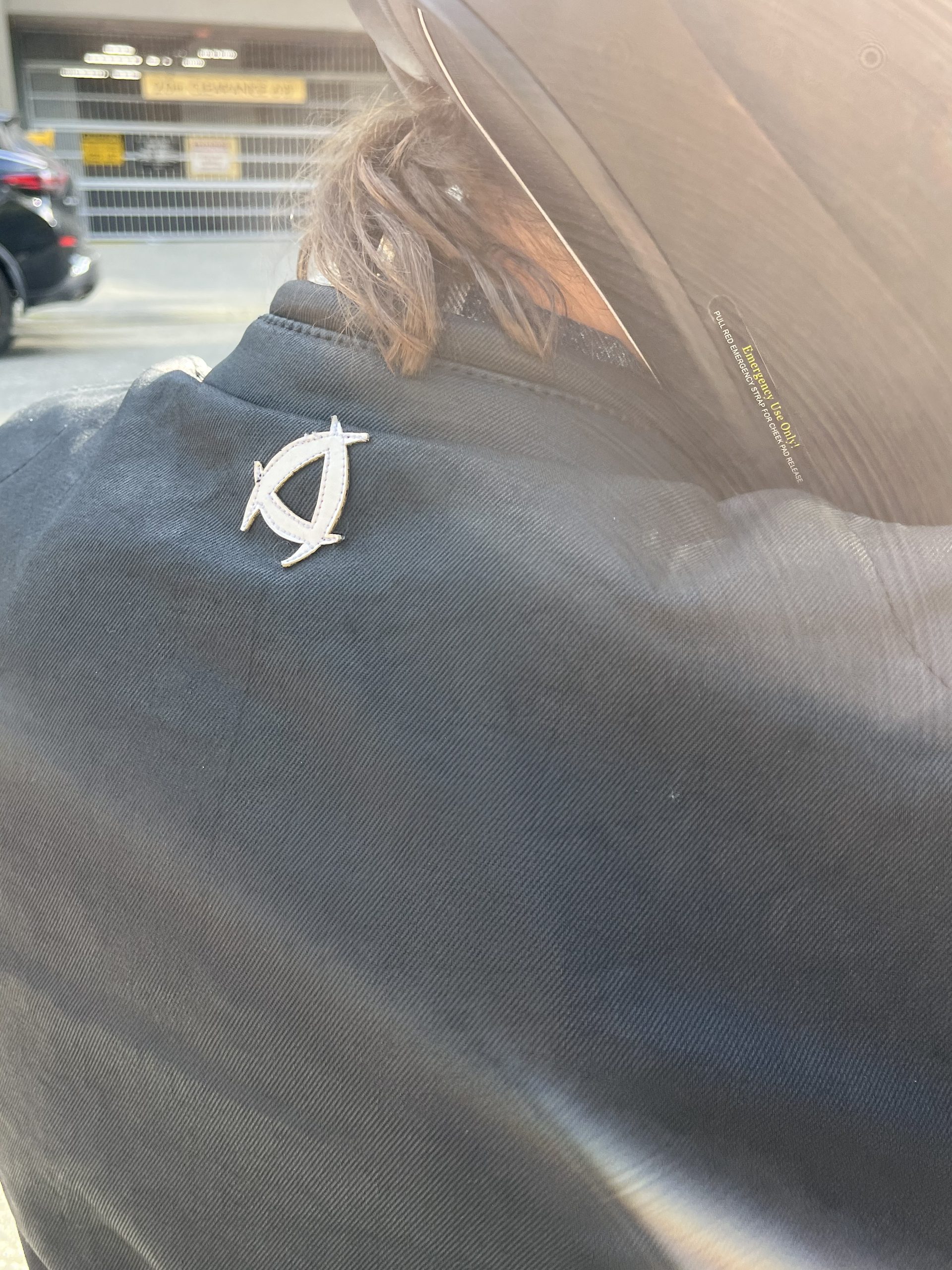 Close-up of Andromeda Moto logo on Neowise Jacket