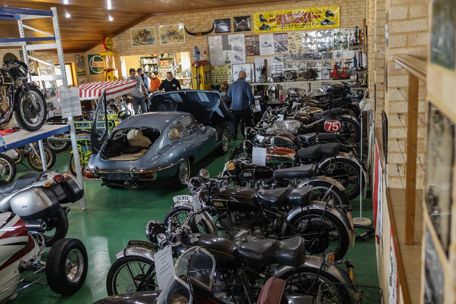 Collection of Vincent HRD motorcycles and E-Type Jaguar