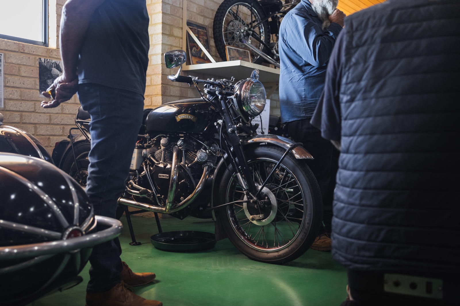 Side view of a Vincent Black Shadow motorcycle