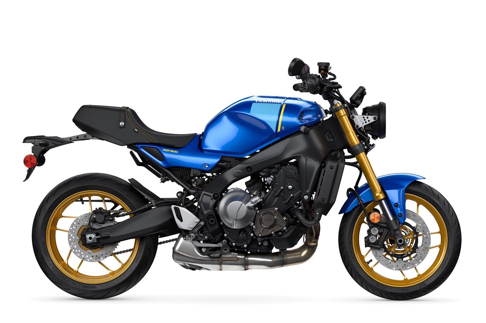 The 2022 Yamaha XSR900 motorcycle in the studio - side profile
