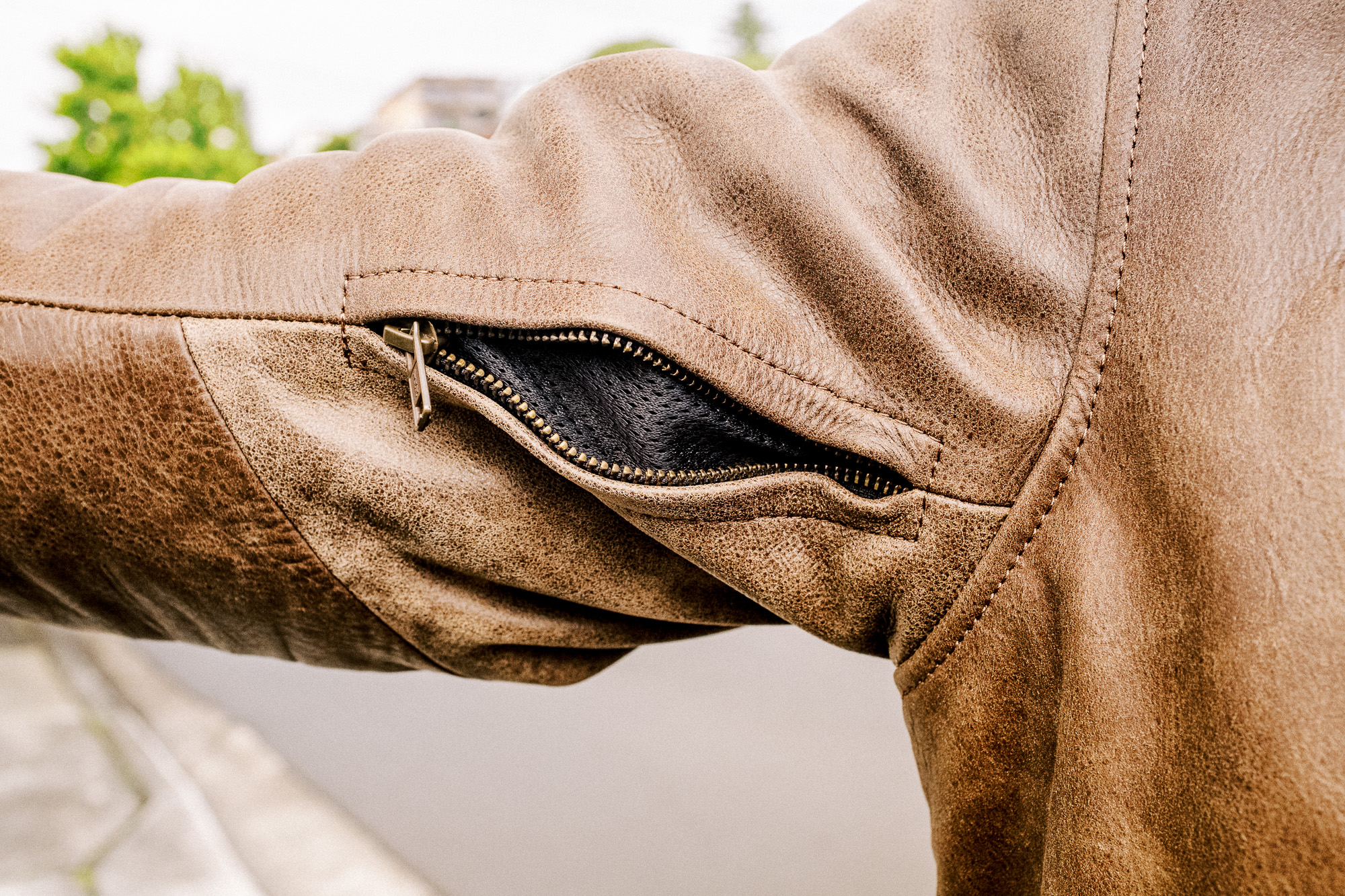 Closeup of arm zipper