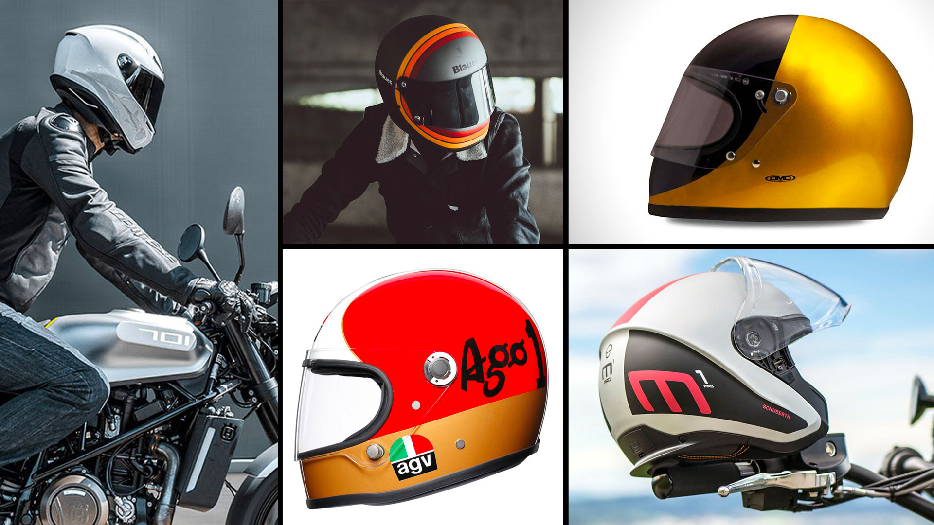 Half Helmet with Retro Racing Stripe, Black