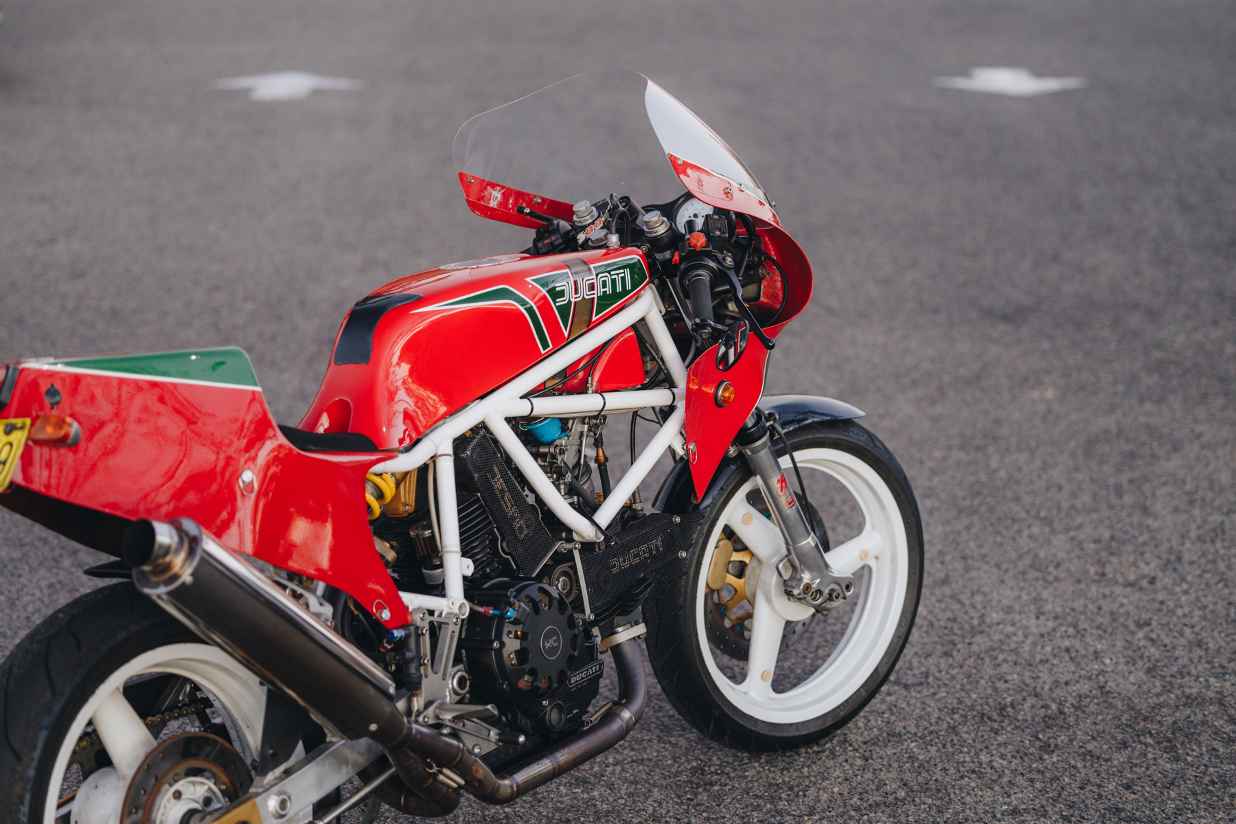 Side photo of a custom Ducati motorcycle