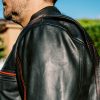 Black Pup Moto's new Rumbler Jacket on a rider - detail shot