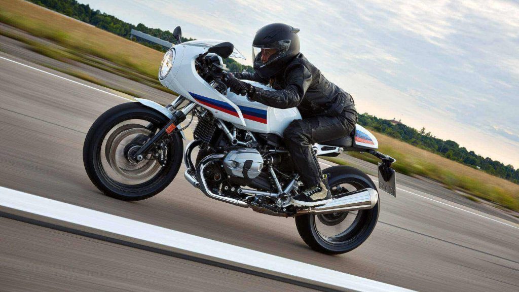 BMW RnineT Racer on a track